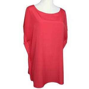 MICHAEL KORS Blouse Tunic Top LG Kimono Sleeves Bright Coral Career Work‎ Event